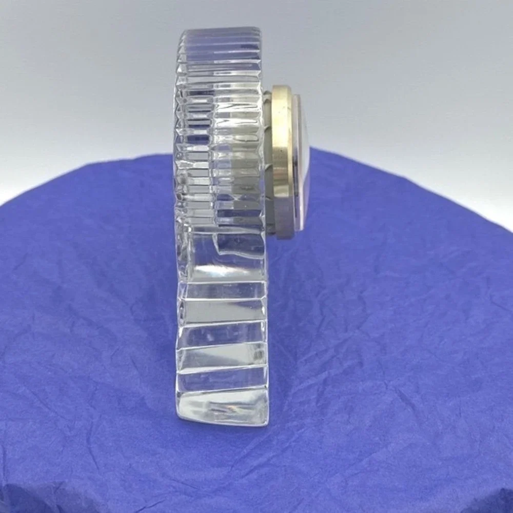 Samobor Illusion Lead Crystal Desk Clock Handcut/blown Gold Quartz Clock Croatia